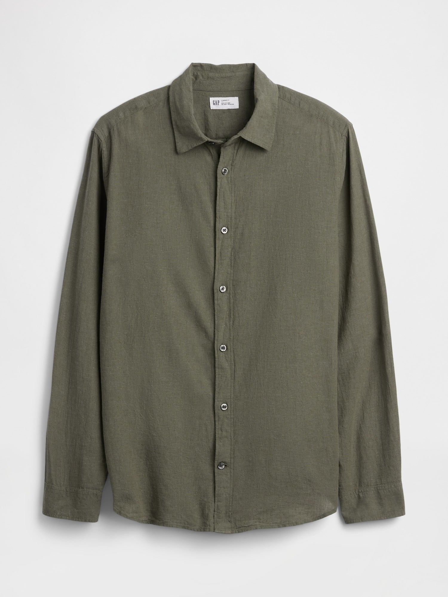 Linen-Blend Shirt in Standard Fit - Mesculen green