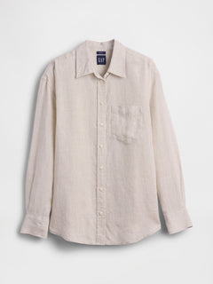 100% Linen Oversized Shirt - Flax beige