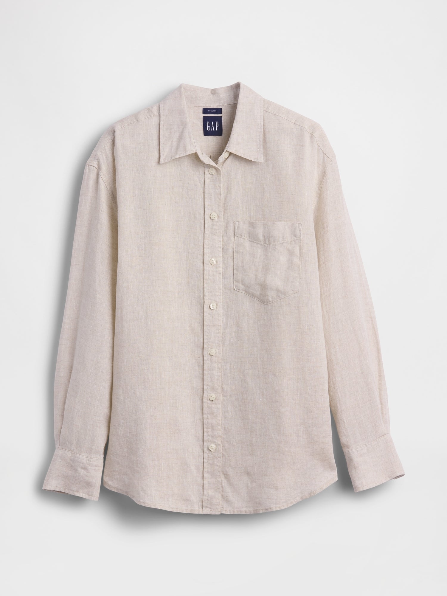 100% Linen Oversized Shirt - Flax beige