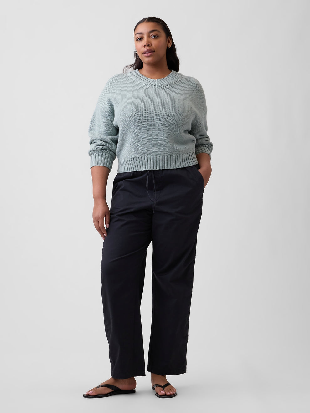 Mid Rise Easy Barrel Khakis - Black moonless night