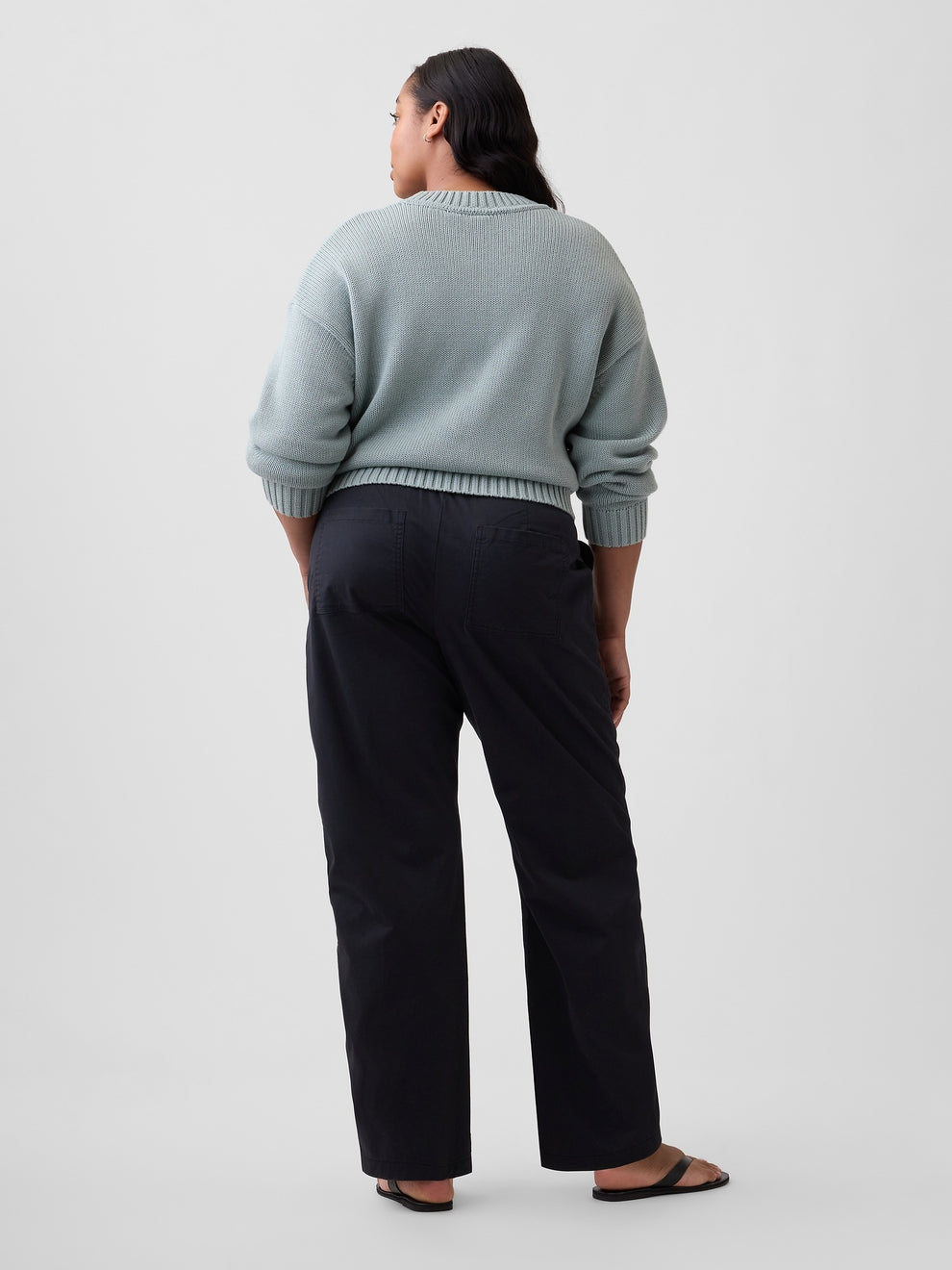 Mid Rise Easy Barrel Khakis - Black moonless night