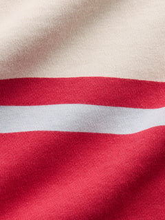 VintageSoft Terry Oversized Polo Sweatshirt - Red stripe