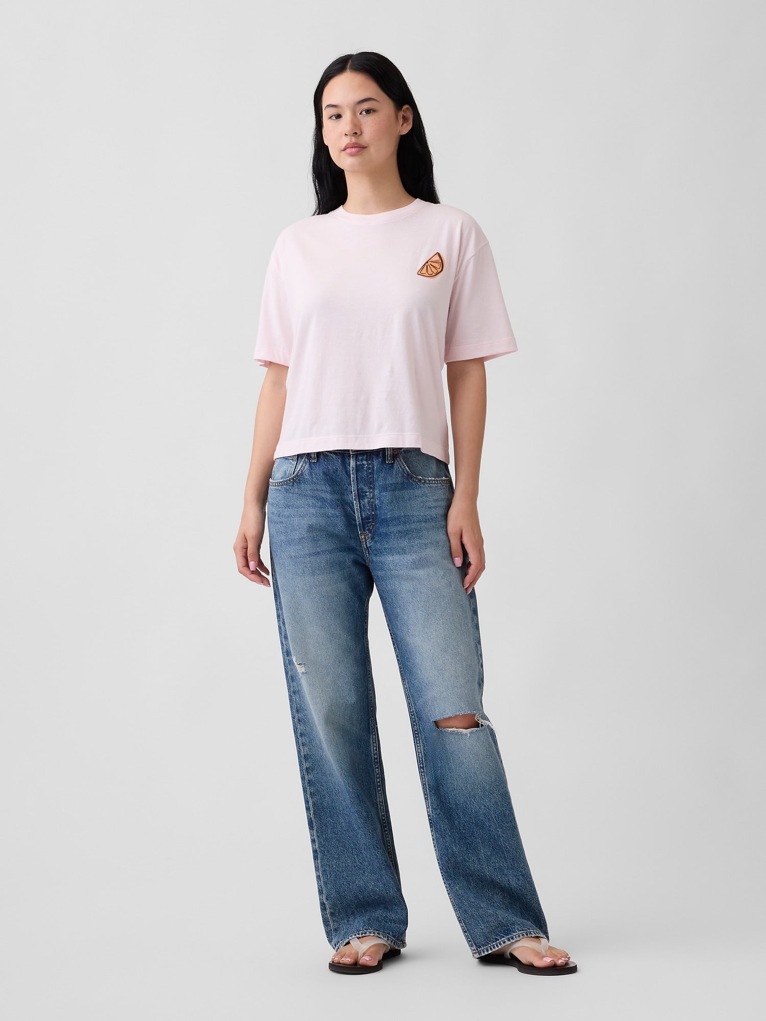 Boxy Graphic T-Shirt - Pink cherry blossom