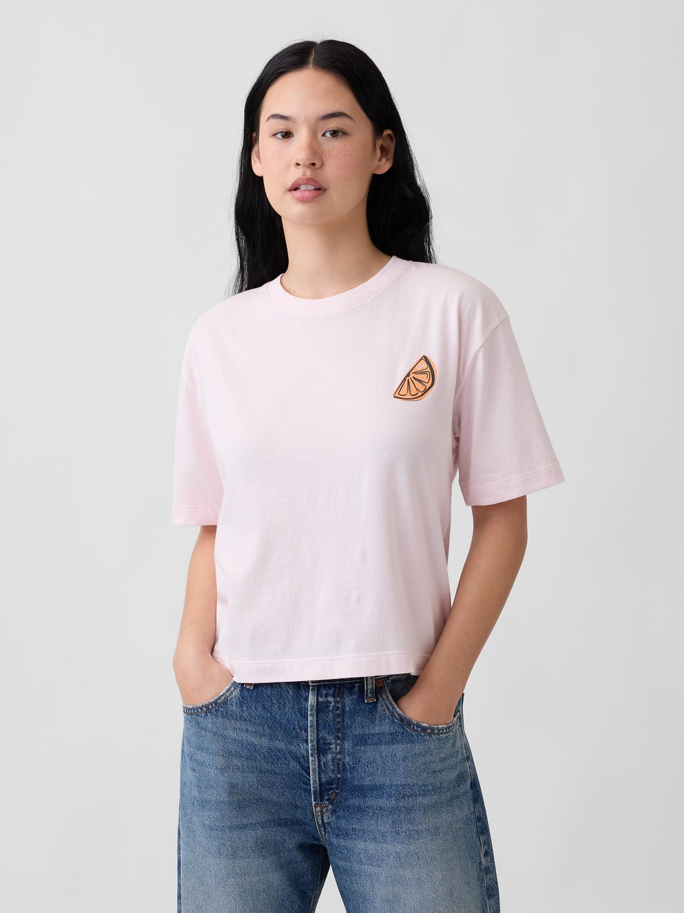 Boxy Graphic T-Shirt - Pink cherry blossom