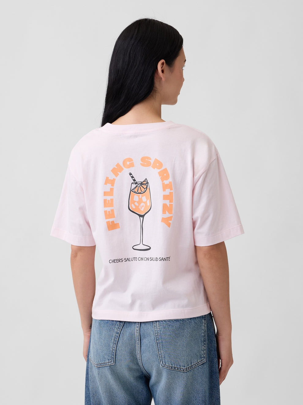 Boxy Graphic T-Shirt - Pink cherry blossom