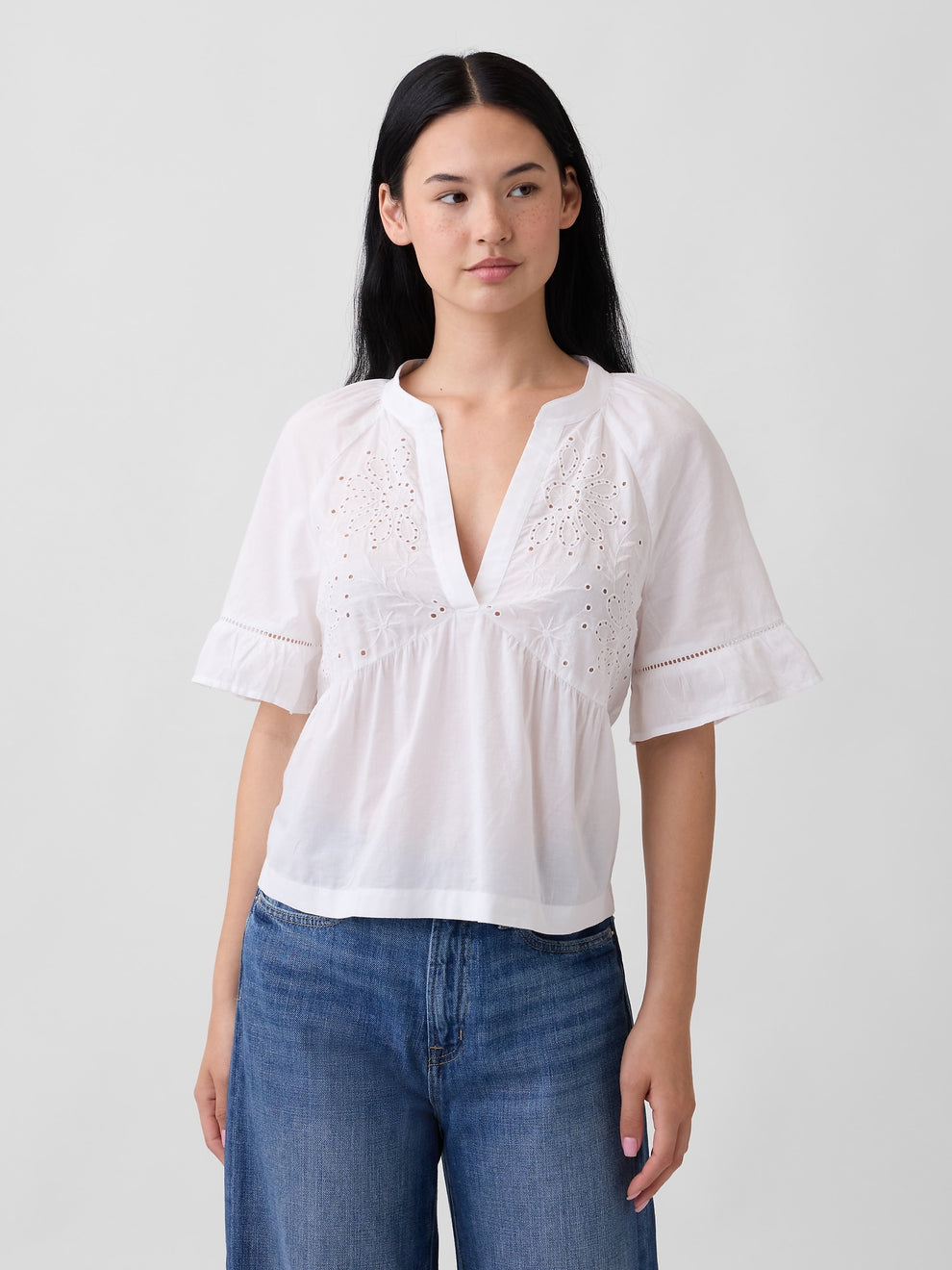 Relaxed Eyelet Top - Fresh white