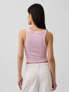 Ribbed Gap Logo Cropped Tank Top - PRIMROSE PINK