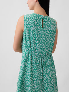 Print Sleeveless Mini Dress - Green floral