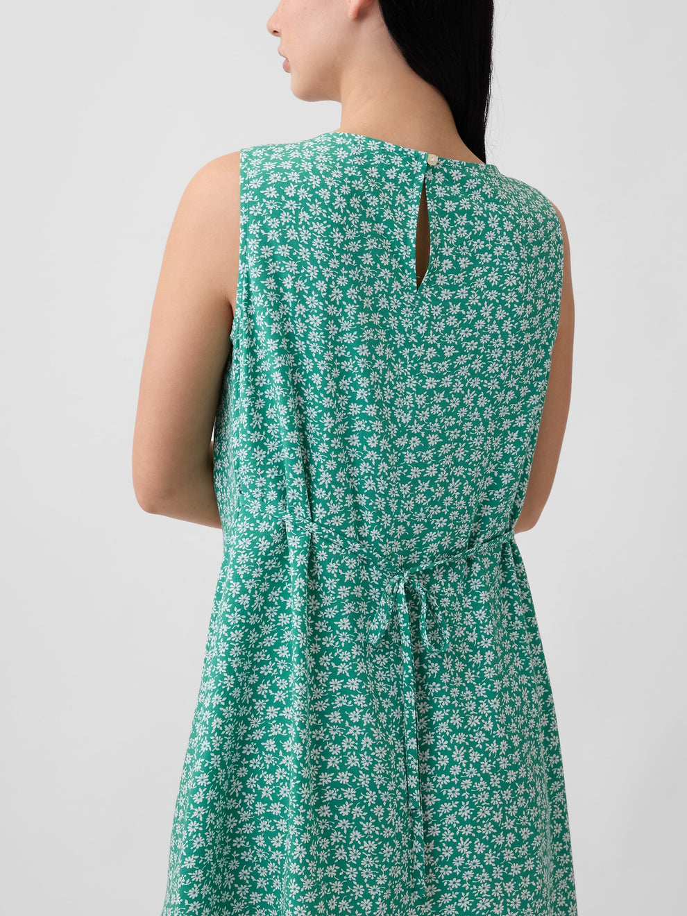 Print Sleeveless Mini Dress - Green floral