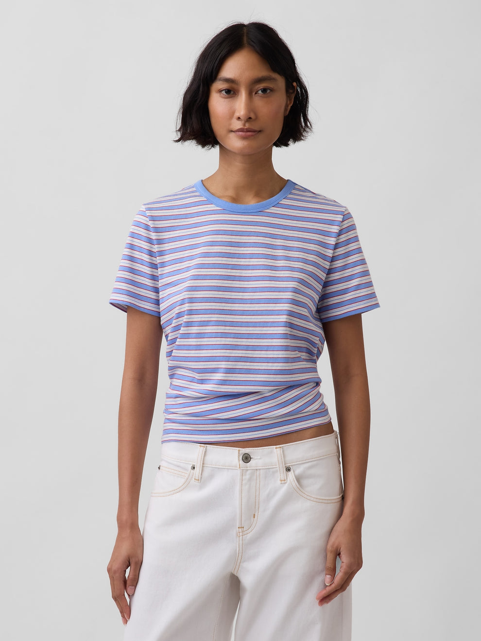 Organic Cotton VintageSoft T-Shirt - Blue & red stripe