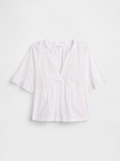 Relaxed Eyelet Top - Fresh white