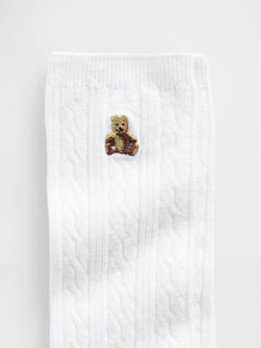 Brannan Bear Cable-Knit Crew Socks - Fresh white