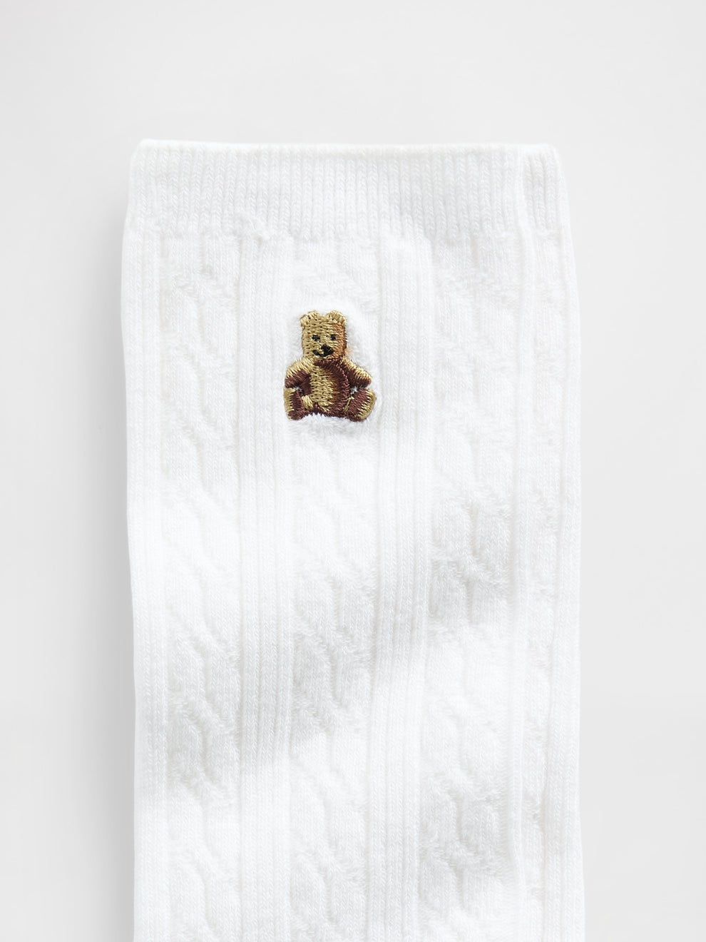 Brannan Bear Cable-Knit Crew Socks - Fresh white