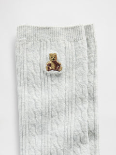 Brannan Bear Cable-Knit Crew Socks - Grey