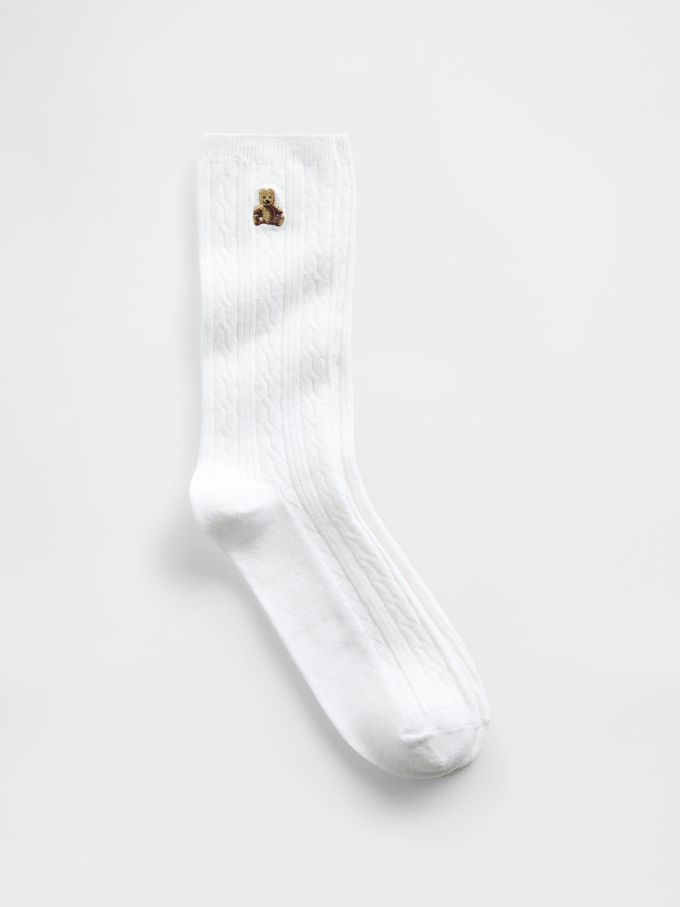 Brannan Bear Cable-Knit Crew Socks - Fresh white