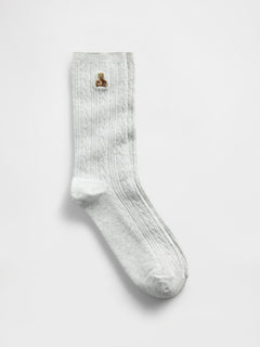 Brannan Bear Cable-Knit Crew Socks - Grey