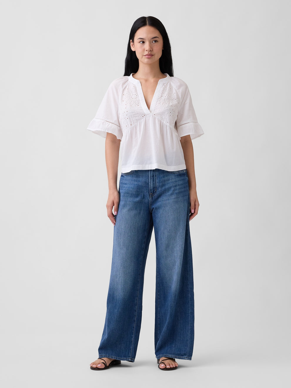 Relaxed Eyelet Top - Fresh white