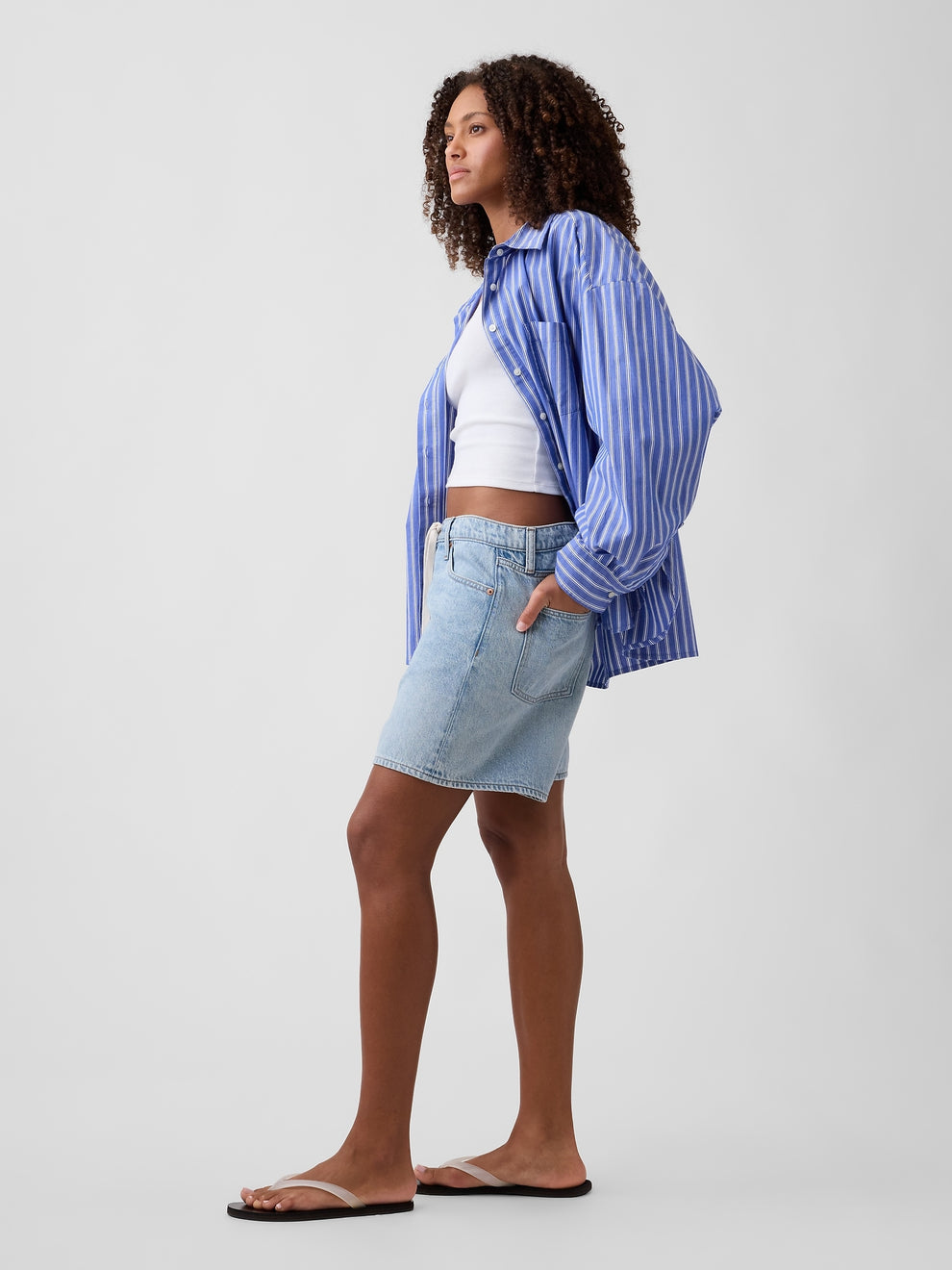 5" Mid Rise SuperSoft Drawstring Denim Shorts - Light wash