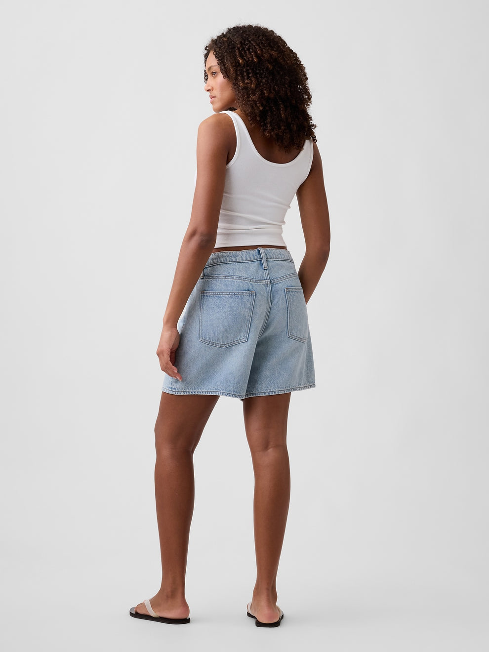 5" Mid Rise SuperSoft Drawstring Denim Shorts - Light wash