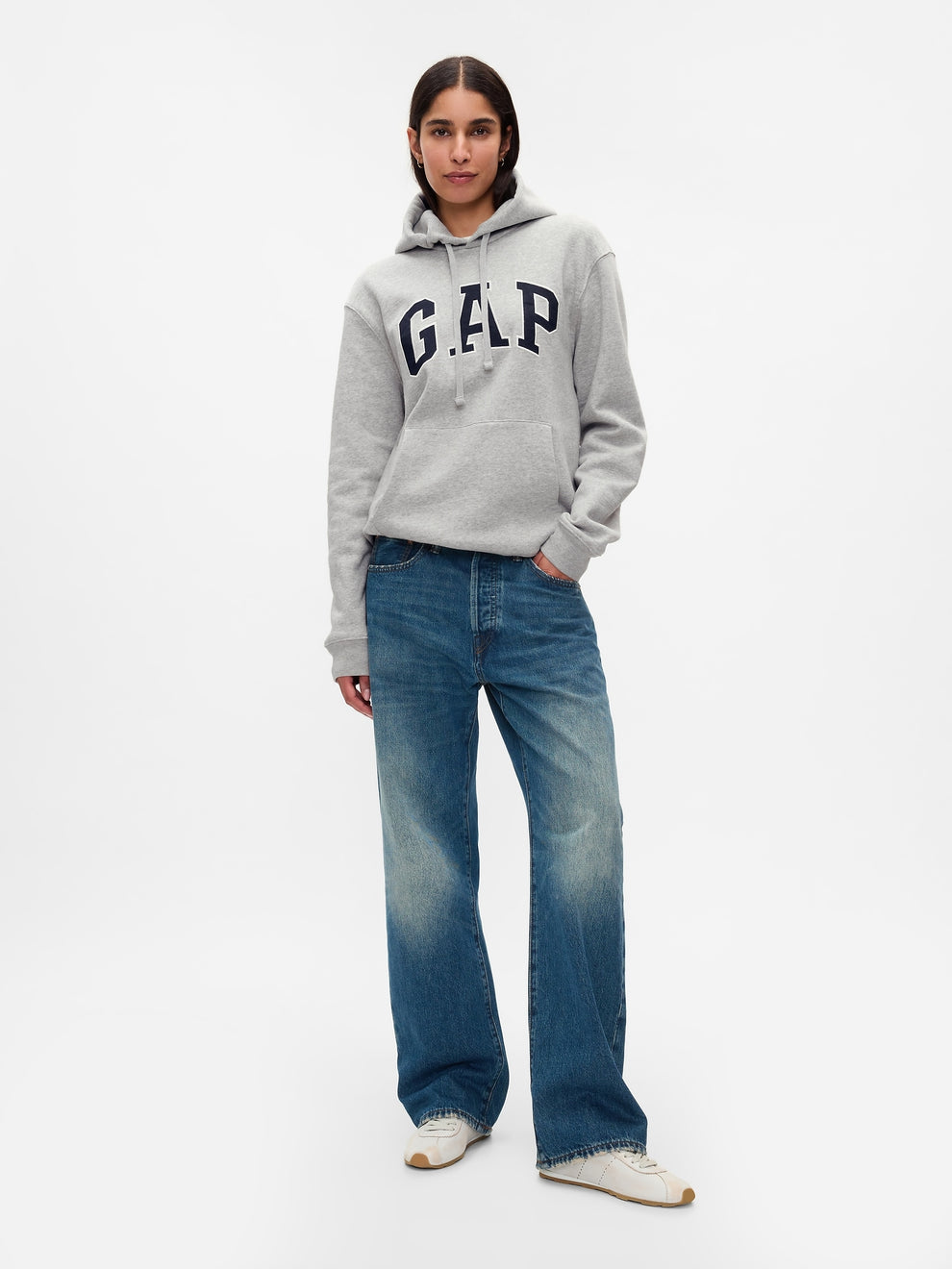 Adult VintageSoft Arch Logo Hoodie - Light heather grey