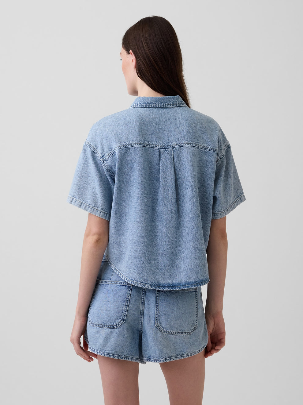 UltraSoft Denim Oversized Camp Shirt - Light wash