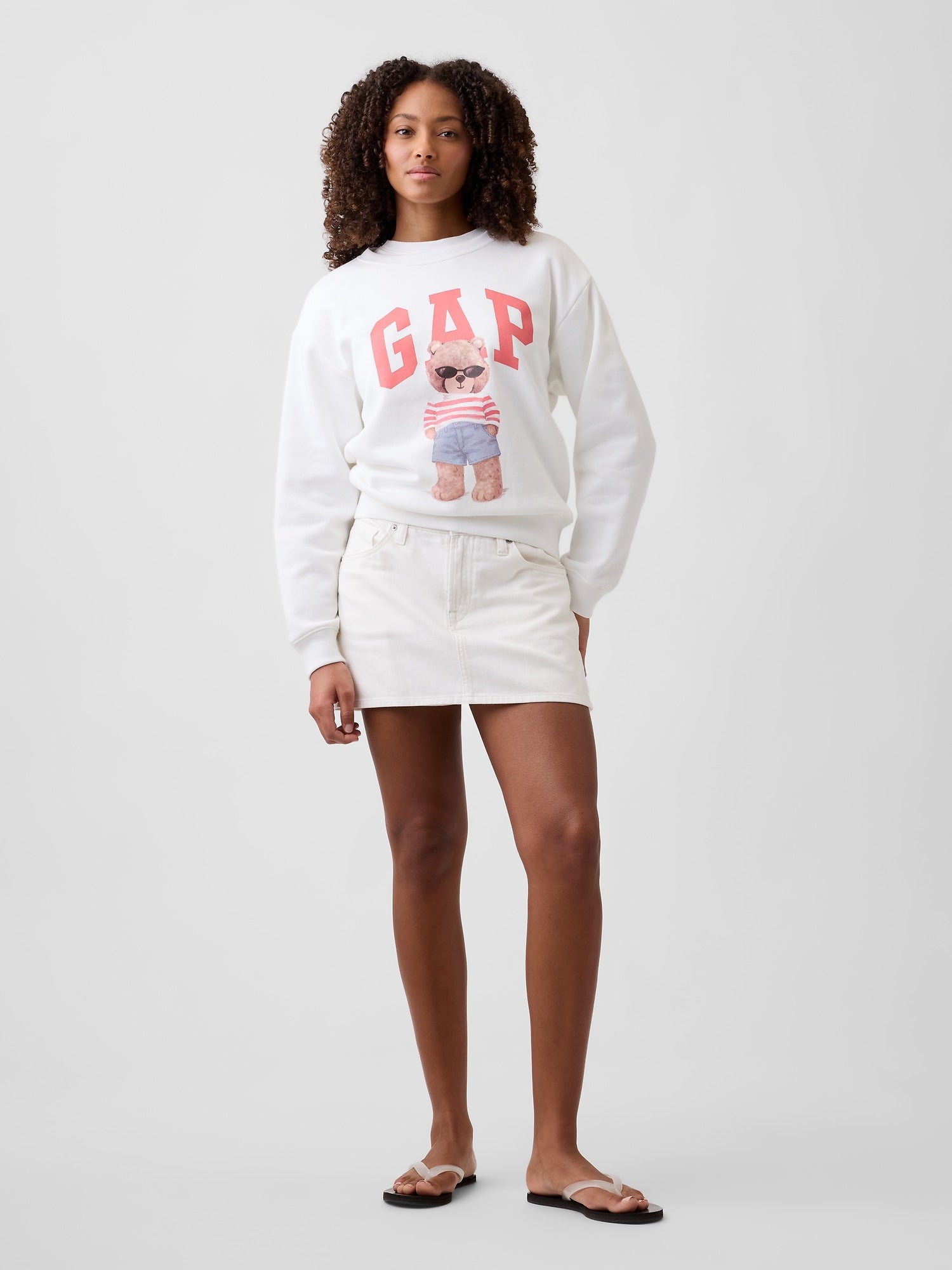 Gap Logo Sweatshirt - White pink bear