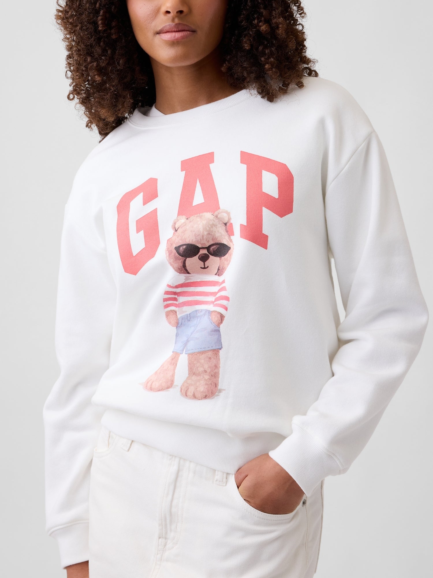 Gap Logo Sweatshirt - White pink bear