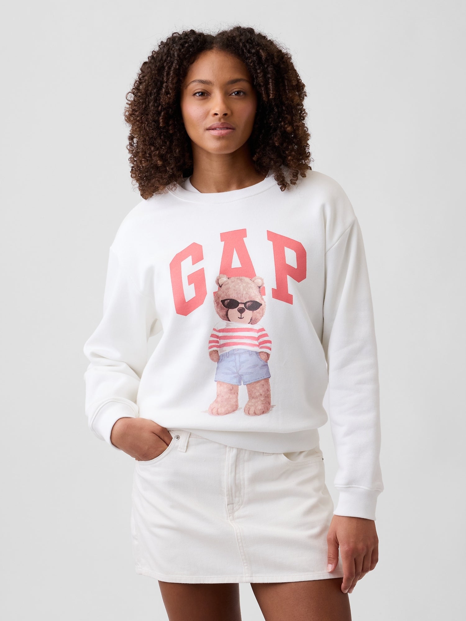 Gap Logo Sweatshirt - White pink bear