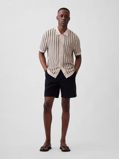 Button-Up Sweater Polo Shirt - Cobblestone beige