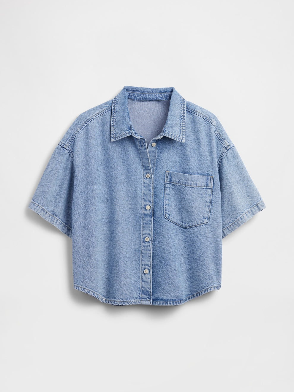 UltraSoft Denim Oversized Camp Shirt - Light wash