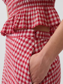 Gingham Maxi Skirt - Red gingham