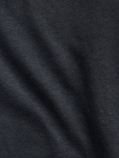 Linen-Cotton Oversized Crop T-Shirt - moonless night