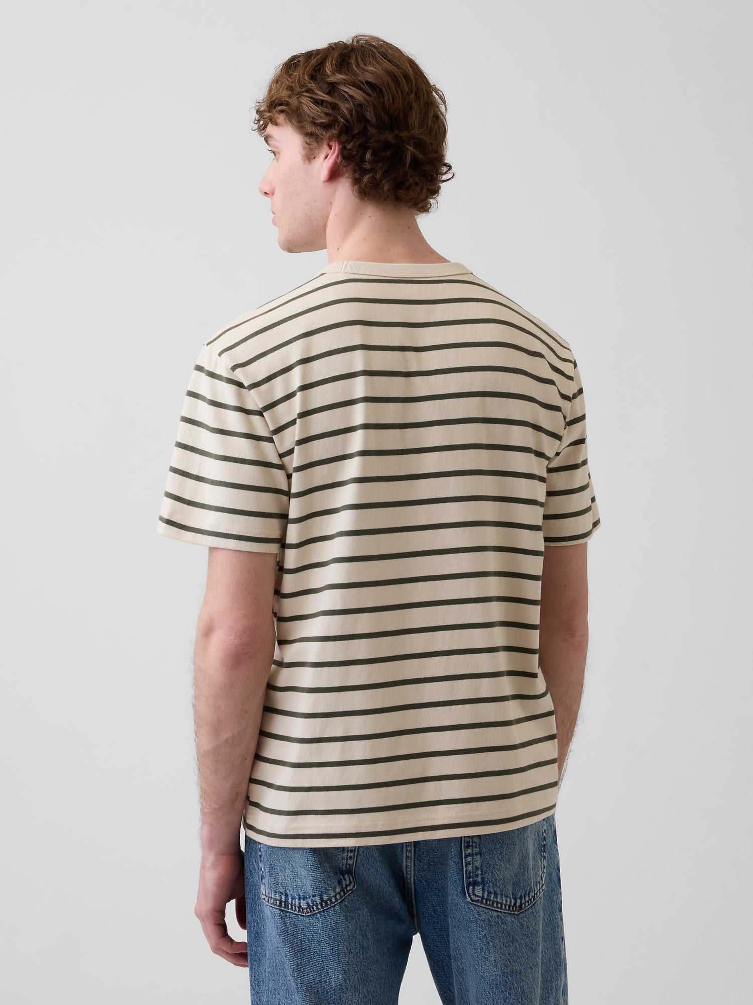 Adult Heavyweight Relaxed T-Shirt - GREEN STRIPE