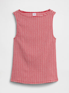 Boatneck Tank Top - Red gingham