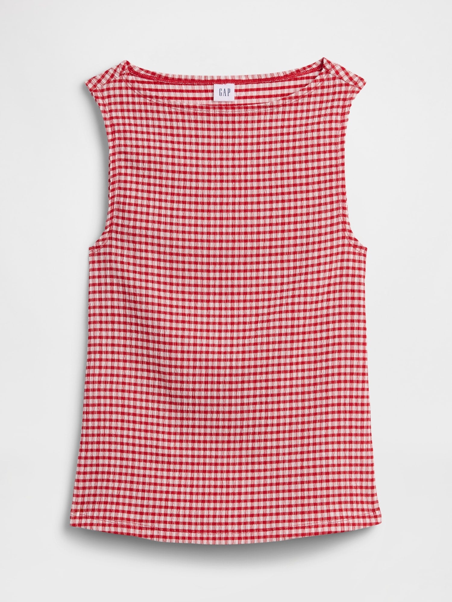 Boatneck Tank Top - Red gingham