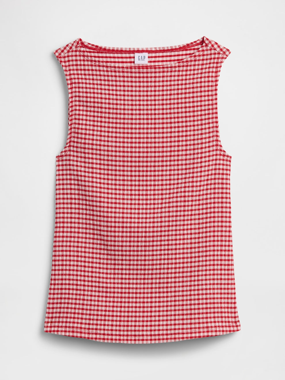 Boatneck Tank Top - Red gingham