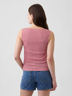 Boatneck Tank Top - Red gingham
