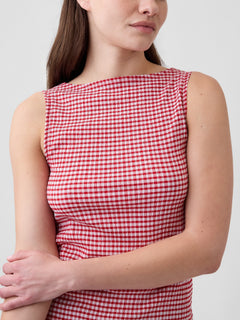 Boatneck Tank Top - Red gingham