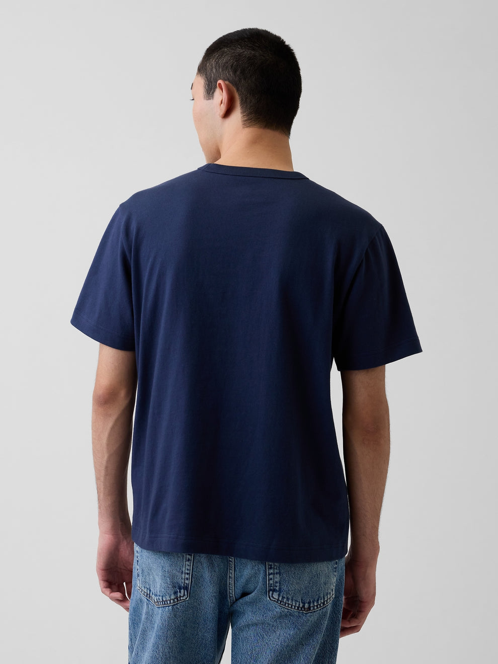 Adult Heavyweight Relaxed Logo T-Shirt - vintage navy
