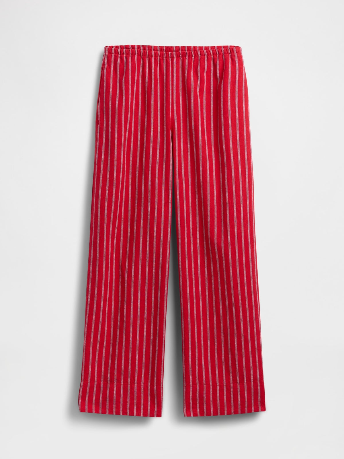 Linen-Blend Easy Wide-Leg Pants - Red & blue stripe
