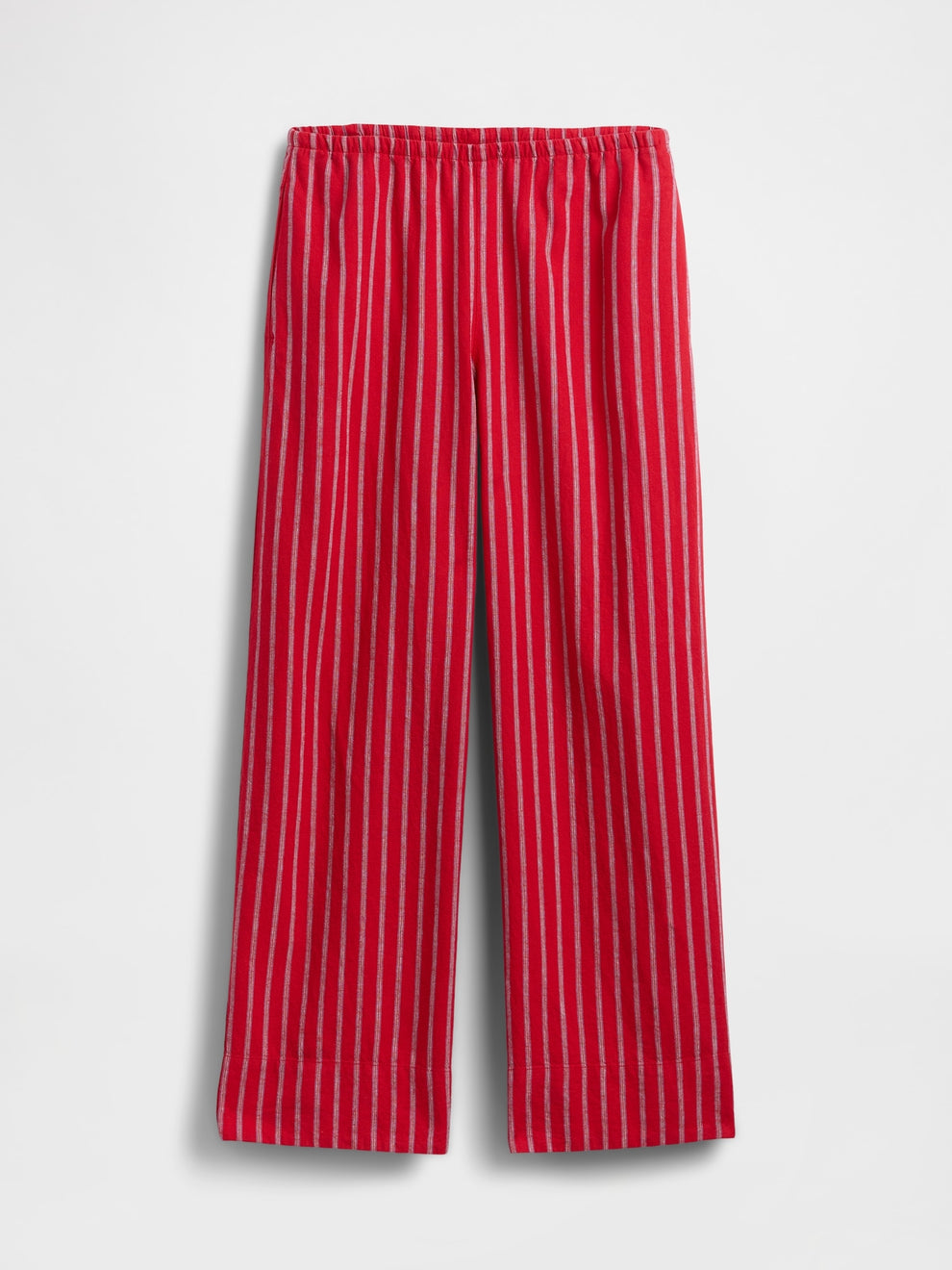 Linen-Blend Easy Wide-Leg Pants - Red & blue stripe