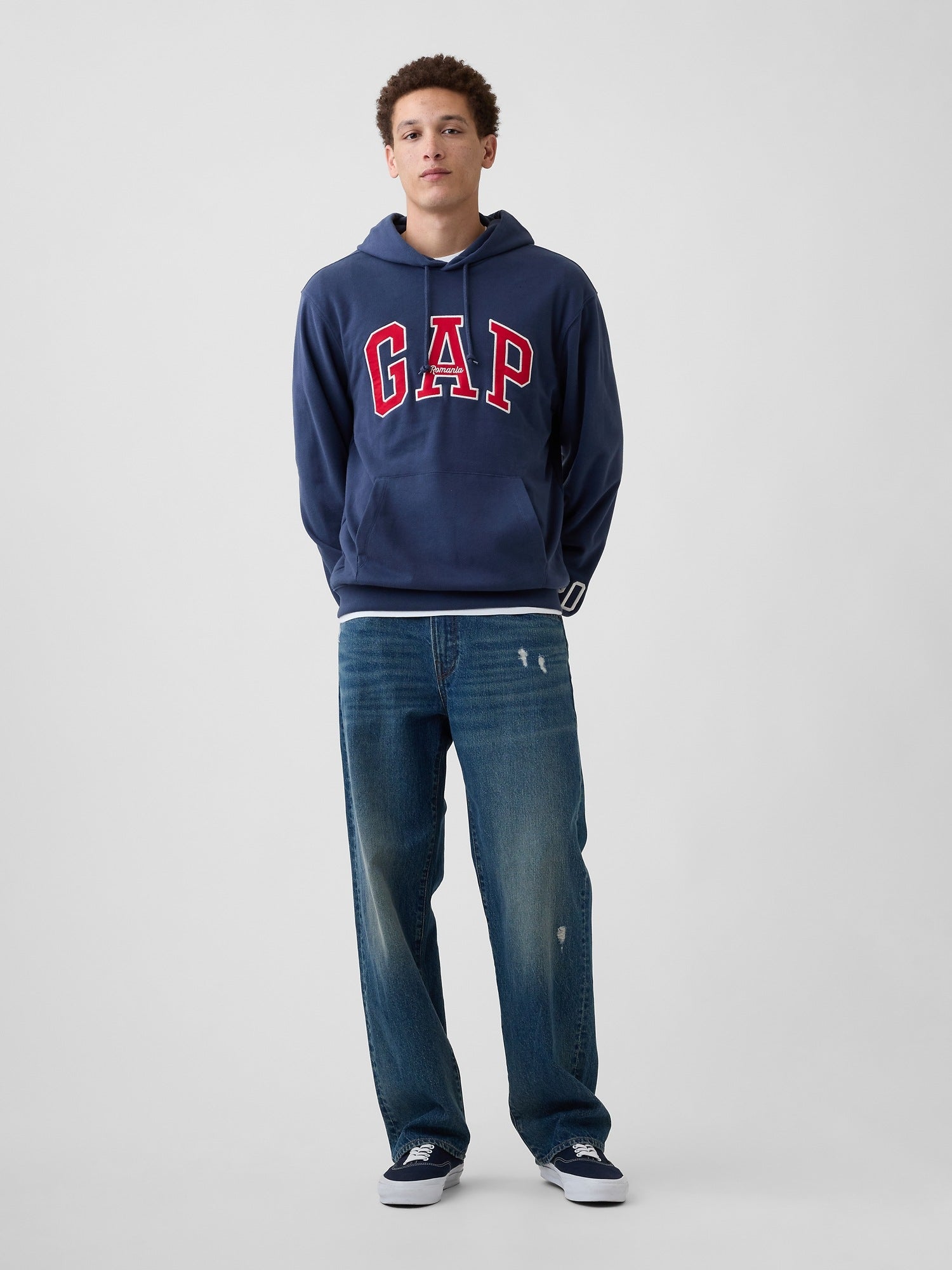 VintageSoft Romania Logo Hoodie - vintage navy