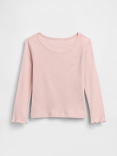 Gap Baby & Toddler Mix & Match Rib T-Shirt in Misty rose, product-only front view