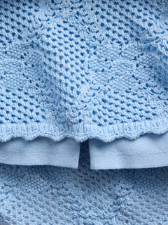 100% Cotton Pointelle Mini Sweater Skort - Cerulean  blue