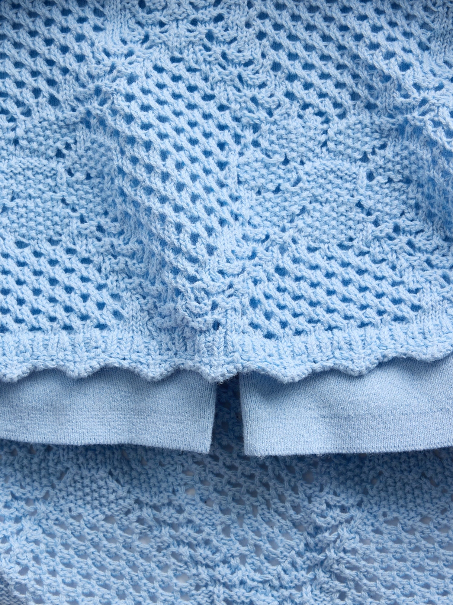 100% Cotton Pointelle Mini Sweater Skort - Cerulean  blue