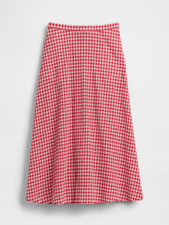 Gingham Maxi Skirt - Red gingham