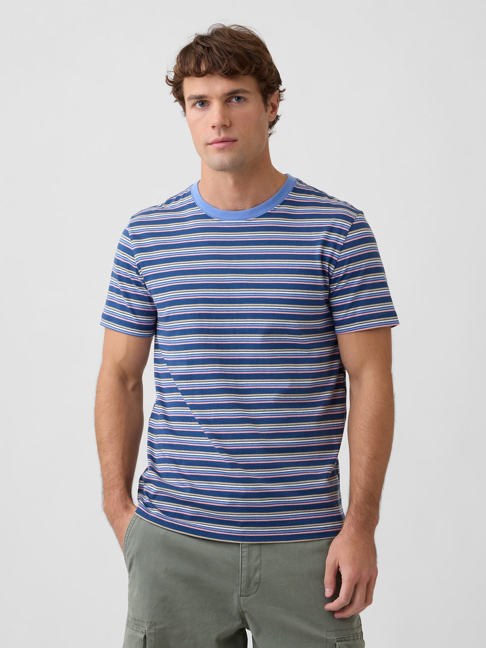 Everyday Soft Stripe Crewneck T-Shirt - Blue chill