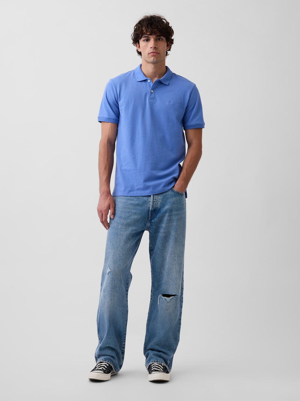 Gap Logo Pique Polo Shirt - CABANA BLUE 602