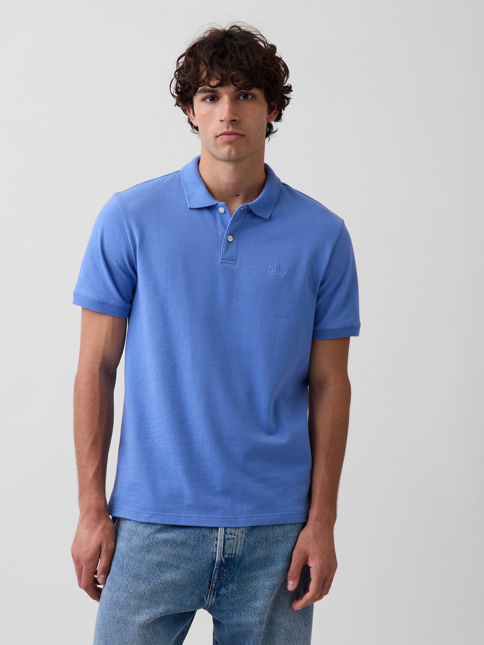 Gap Logo Pique Polo Shirt - CABANA BLUE 602