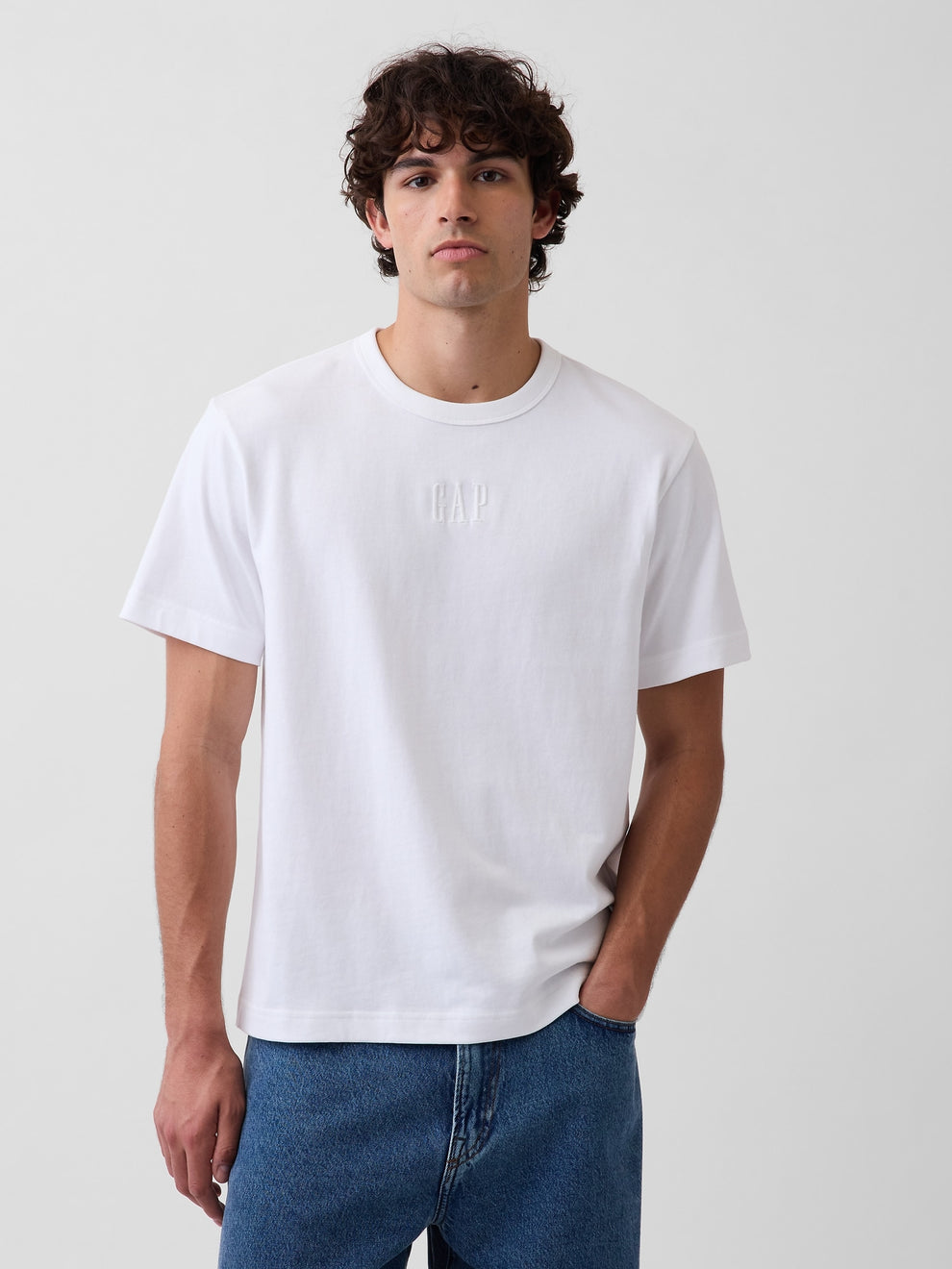 Adult Heavyweight Relaxed Logo T-Shirt - Optic white